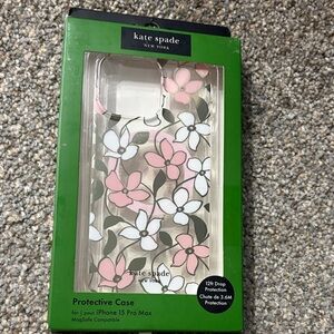 Kate Spade Floral iPhone 15 Pro Max Case - Pink, White, Black